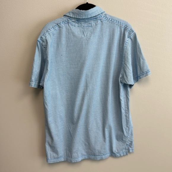 Relwen Men’s Jersey Stripe Polo. Size Large. Marine/White - Picture 2 of 4